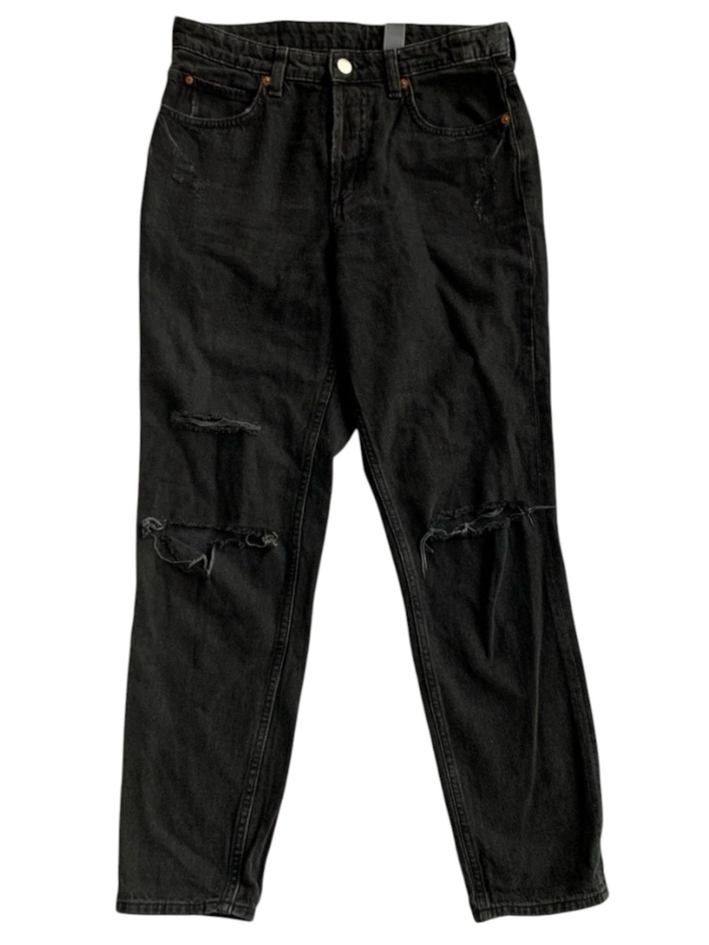 &DENIM 100% Cotton Black Denim Low Rise Straight Leg Boyfriend Jeans Size 4